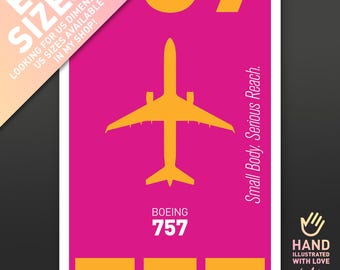 Boeing 757-poster (EU-formaten) | Klassieke narrowbody jetart | Minimale luchtvaart muurdecoratie | Vliegtuigafdruk