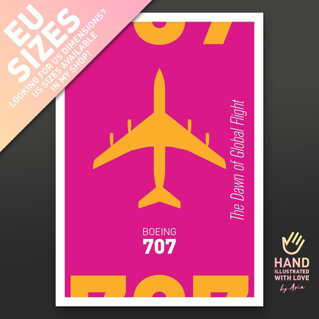 Boeing 707 Poster (EU Sizes) | Vintage Jet Aircraft Art | Minimal ...
