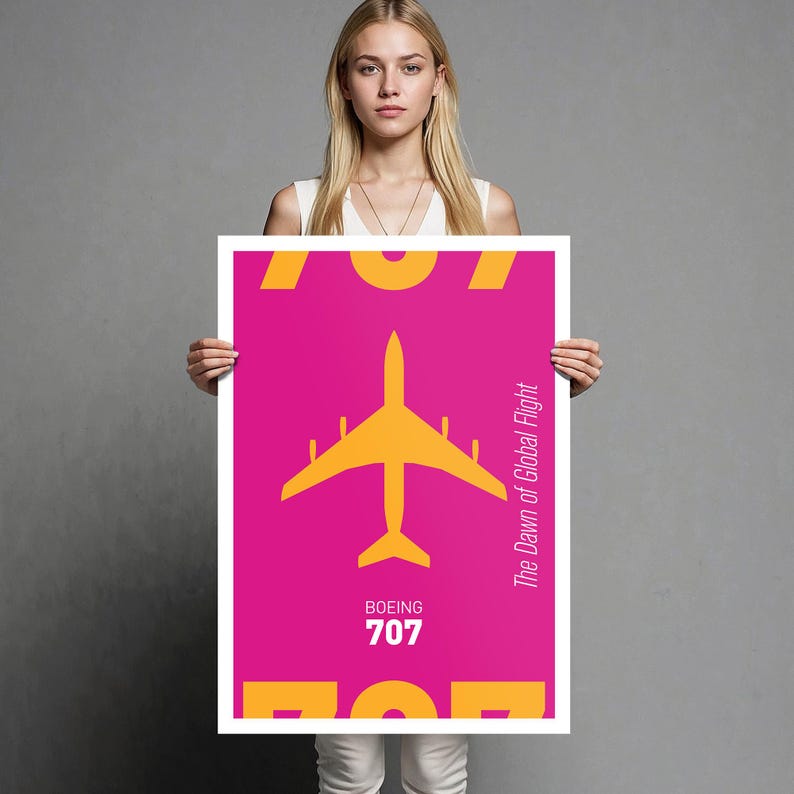 Boeing 707 Poster (US Sizes) | Vintage Jet Aircraft Art | Minimal ...
