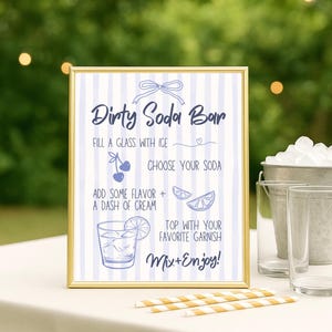 Dirty Soda Bar Sign Printable + Editable Template | 4 Sizes | Canva Party Sign | Soda Bar Instructions | Summer BBQ Wedding Shower Decor