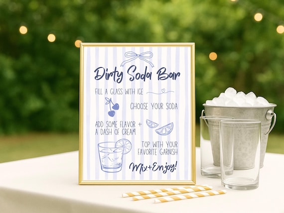 Dirty Soda Bar Sign Printable | Editable Canva Template