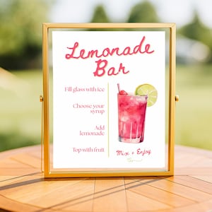 Lemonade Bar Sign Printable | Editable Canva Template | Summer Party Drink Station Decor | Instant Download | 4 Sizes Included
