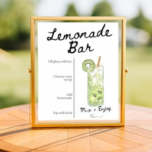 Lemonade Bar Sign Printable | Editable Canva Template | Summer Party Drink Station Decor | Instant Download | 4 Sizes Included