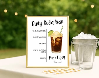 Dirty Soda Bar Sign | Printable Party Decor (Editable Template)
