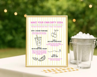 Dirty Soda Bar Sign Printable | Editable Canva Template