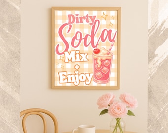Impression d'art rétro Dirty Soda - Décoration de cuisine fantaisiste (téléchargement numérique)