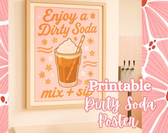 Impression d'art rétro Dirty Soda - Décoration de cuisine fantaisiste (téléchargement numérique)