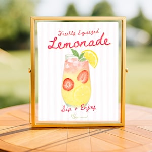 Lemonade Bar Sign Printable | Editable Canva Template | Summer Party Drink Station Decor | Instant Download | 4 Sizes Included