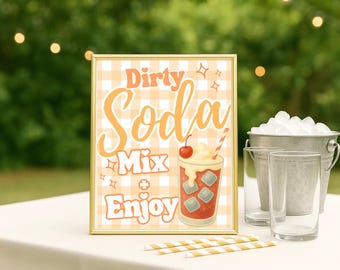 Dirty Soda Bar Sign Printable | Editable Party Decor (Canva Template)