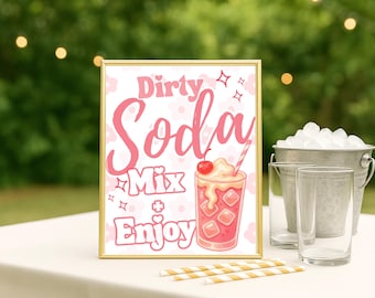 Dirty Soda Bar Sign Printable | Party Decor (Editable Canva Template)