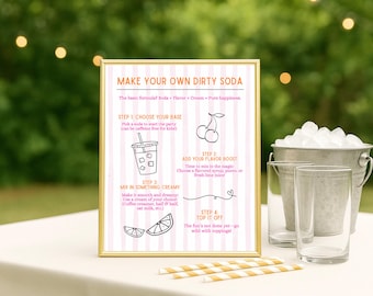 Dirty Soda Bar Sign | Printable Party Decor (Editable Canva Template)