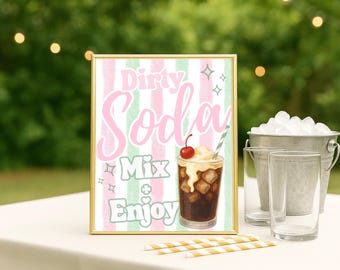 Dirty Soda Bar Sign Printable | Party Decor (Canva Editable)