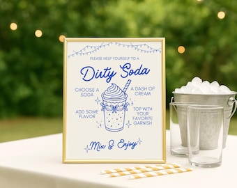 Dirty Soda Bar Sign | Printable Party Decor (Canva Editable)
