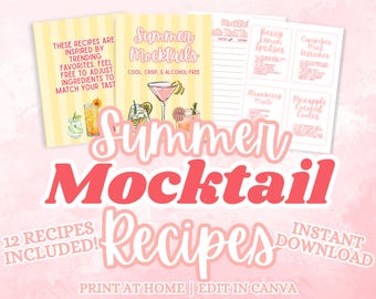 Summer Mocktail Recipes | Alcohol-Free Drinks, Canva Template (PDF)