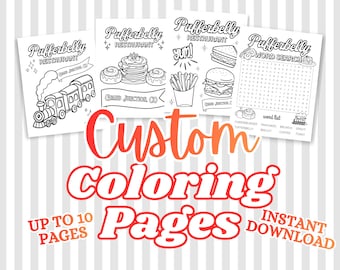 10 Custom Restaurant Coloring Pages – Branded Placemats, Business Activity Sheets (Digital Download)