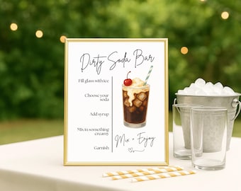 Dirty Soda Bar Sign Printable + Editable Template | 4 Sizes | Canva Party Sign | Soda Bar Instructions | Summer BBQ Wedding Shower Decor