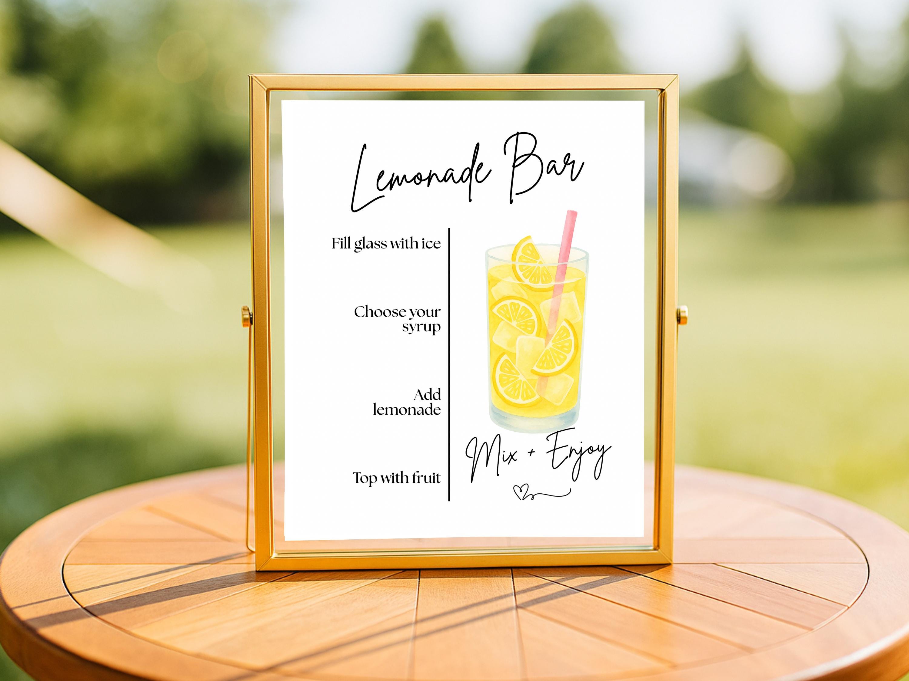 Lemonade Bar Sign Printable | Editable Canva Template | Summer Party Drink Station Decor | Instant Download | 4 Sizes Included