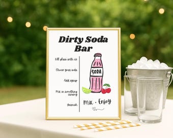 Dirty Soda Bar Sign Printable | Editable Party Decor (Canva)