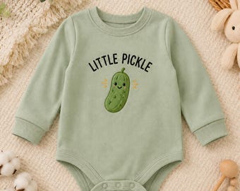 Embroidered Little Pickle Baby Bodysuit, Funny Foodie One Piece, Cotton Blend Newborn Gift