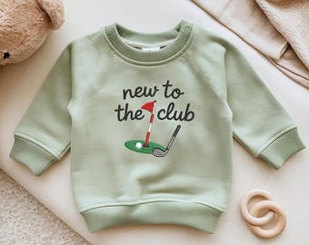 Sweat brodé bébé golf nouveauté, sweat-shirt nouveau-né pour bébé, cadeaux pour nouveau-né, tenue d'anniversaire de golf