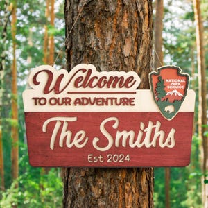 Custom National Park Service Name Sign, Custom NPS sign, National Park Name Sign, Adventure Sign, Camp Wedding Sign, Woodland Theme