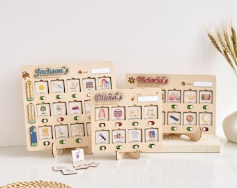 Personalized Wooden Toddler Routine Chart, Visual Schedule for Kids, Daily Routine chart, Chore Chart for Kids, Homeschool Schedule