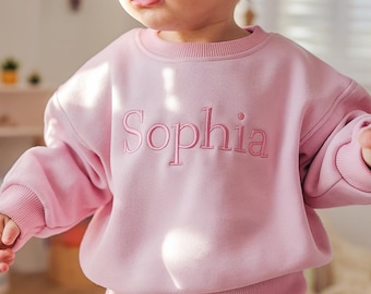 Embroidery Custom Baby Name Sweatshirt, Custom Text Sweatshirt, Custom Name Sweatshirt, Kids Sweatshirt, Toddler Shirt, Baby Sweatshirt