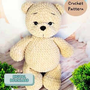 Haakpatroon teddybeer, haakpatroon beer, amigurumi-teddybeerpatroon, gehaakt speelgoed beer, Engels patroon, patroon in het Engels