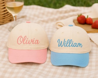 Embroidered Toddler Custom Name Hat, Toddler Baseball Cap, Embroidered Name Hat, Two-Tone Wash Cap, Baby Gift, Children’s Monogram Hat