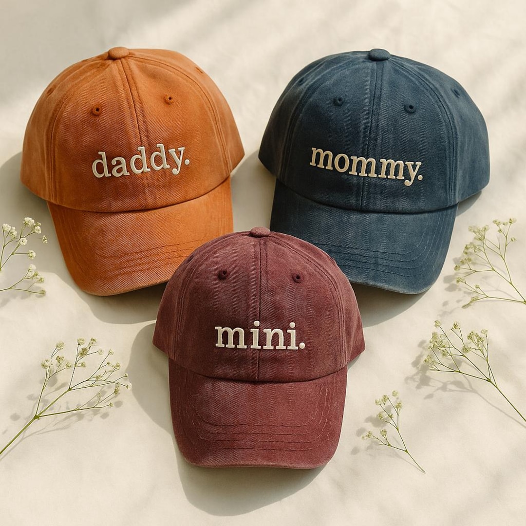 Embroidered Matching Family Hats, Papa Mama Mini Hat Set  display picture 1