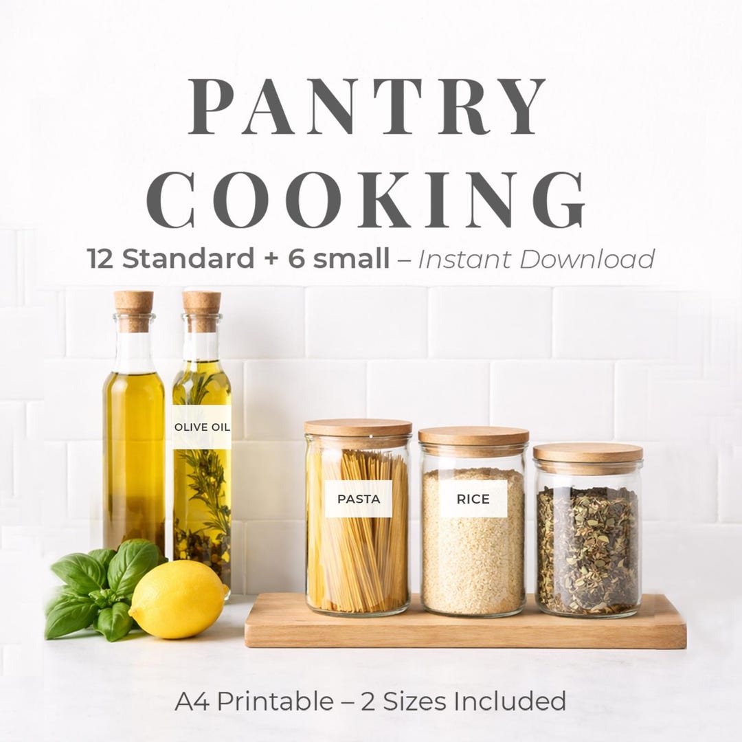 Cooking Pantry Labels Printable – Minimal Kitchen Organization ...