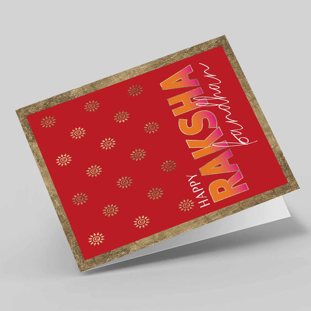 Raksha Bandhan Card | Red Butti Pattern Greeting | South Asian Brother ...