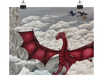 Dragon Painting Fourth Wing-Inspired Matte Poster | Fantasy Wall Art