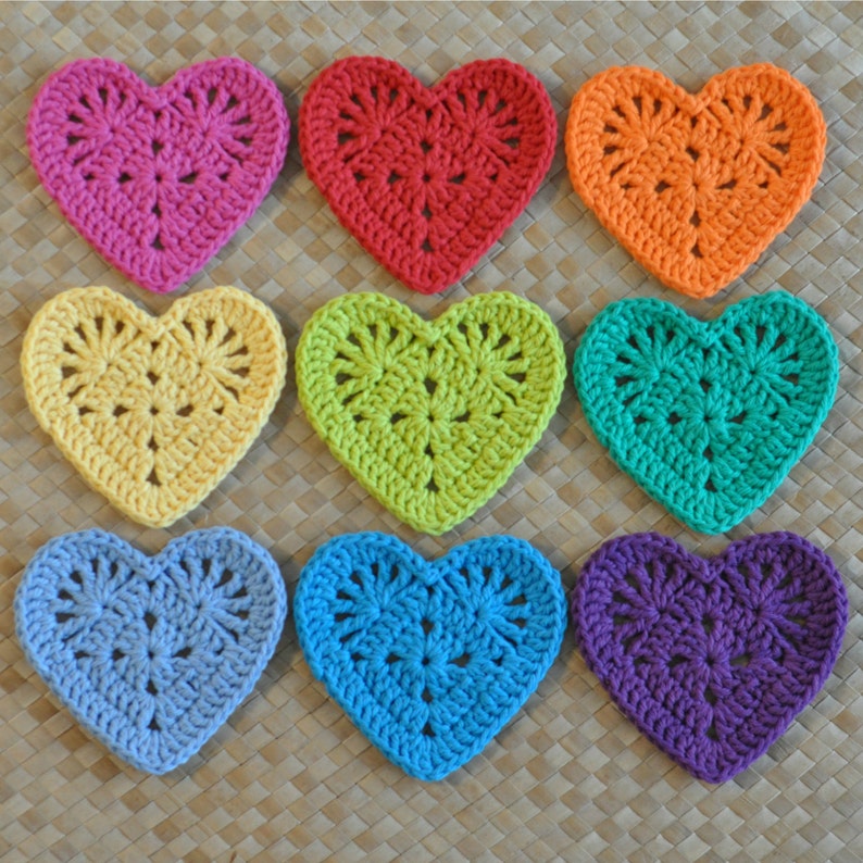 PDF Granny Heart Coaster N Motif Crochet Pattern image 2