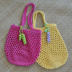 PDF Small Jemma's Market Bag N Mesh Tote Crochet Pattern and FREE PDF Curly Q Bookmark Pattern