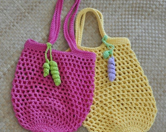 PDF Small Jemma's Market Bag N Mesh Tote Crochet Pattern and FREE PDF Curly Q Bookmark Pattern