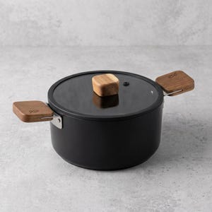 Neoflam 18cm Ceramic Stock Pot, 2.0L Casserole, Wood-Handle Design