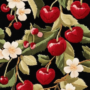 Cherries iPhone wallpaper, Embroidery, Coquette iPhone wallpaper, Wallpaper for iPhone, iPhone wallpaper flower, Digital Download