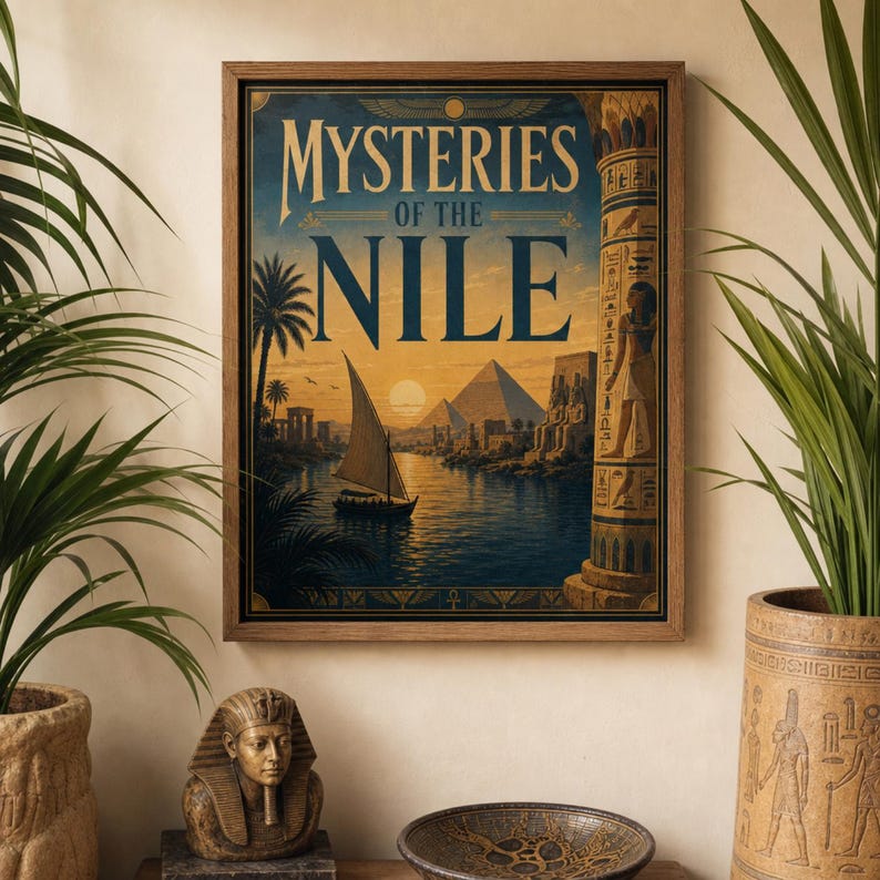Mysteries of the Nile Wall Art Print | Ancient Egypt Pyramid Poster ...