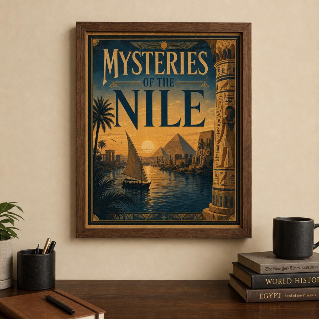 Mysteries of the Nile Wall Art Print | Ancient Egypt Pyramid Poster ...