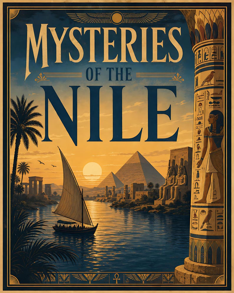 Mysteries of the Nile Wall Art Print | Ancient Egypt Pyramid Poster ...