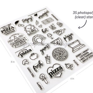 Clear stempelset | Pizza Forever (6 x 8): 35 fotopolymeerstempels voor scrapbooking, Project Life, planners, reisdagboeken, bulletjournals