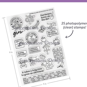 Klar Stempel Set | Green Thumb (4x6): 25 Stempel für Scrapbooking, Garten Journals, Planer • Garten Tomaten auf dem Bauernhof Bauernhof Pflanzer Veggie