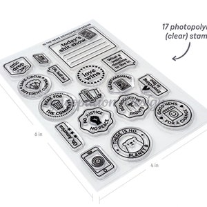 Clear Stamp Set | In the News (4x6) : 17 stamps for scrapbooks, journals, planners • current events newspaper history doomscroll BLM LGBTQ