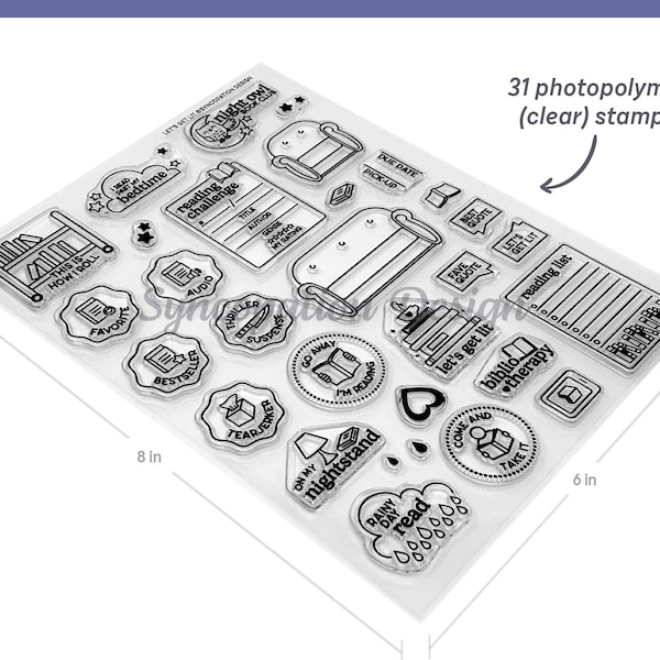 Clear Stamp Set | Let's Get Lit (6x8): 31 photopolymer stamps for scrapbooking, planners, travel journals, bullet journals, Project Life