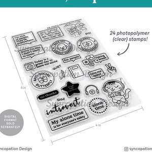 Clear stempelset | Ew, People (4 x 6): 24 fotopolymeerstempels voor scrapbooking, planners, tijdschriften (introvert, empathisch, tijd alleen, stil, dag)