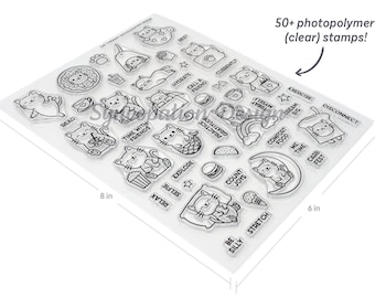 Transparentes Stempelset | Katzentherapie (6x8): Über 50 Fotopolymer-Stempel für Scrapbooking, Planer, Reisetagebücher, Bullet Journals und Project Life