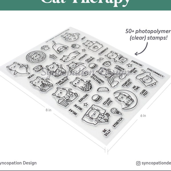 Transparentes Stempelset | Katzentherapie (6x8): Über 50 Fotopolymer-Stempel für Scrapbooking, Planer, Reisetagebücher, Bullet Journals und Project Life