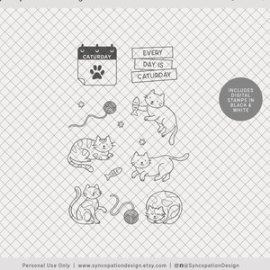 Sellos digitales / Caturday: Scrapbooking digital (superposición de fotos, gatos, mascotas, maullido, felino, gatito, gato, bebé peludo, frijoles peludos, mamá peluda)