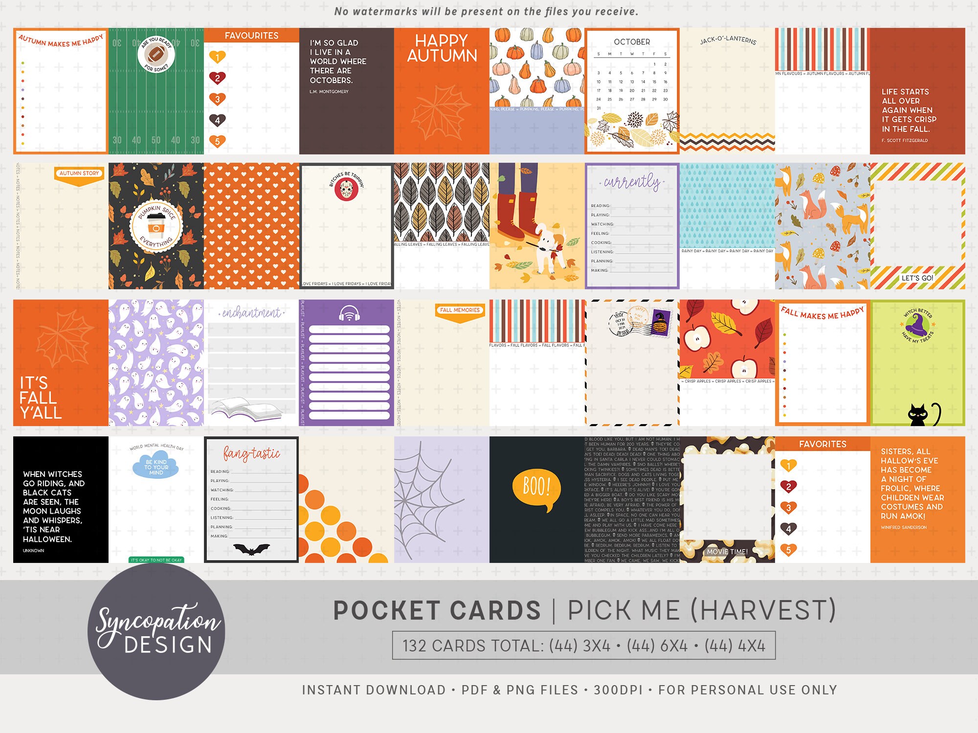 Pocket Cards Pick Me harvest : Digital Scrapbooking - Etsy